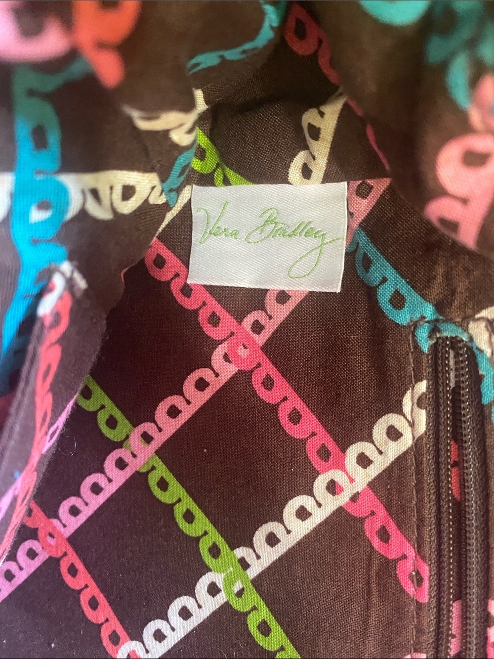 Vera Bradley Lola Floral Hobo Backpack in Brown with Pink & Teal Accents - Picture 8 of 8